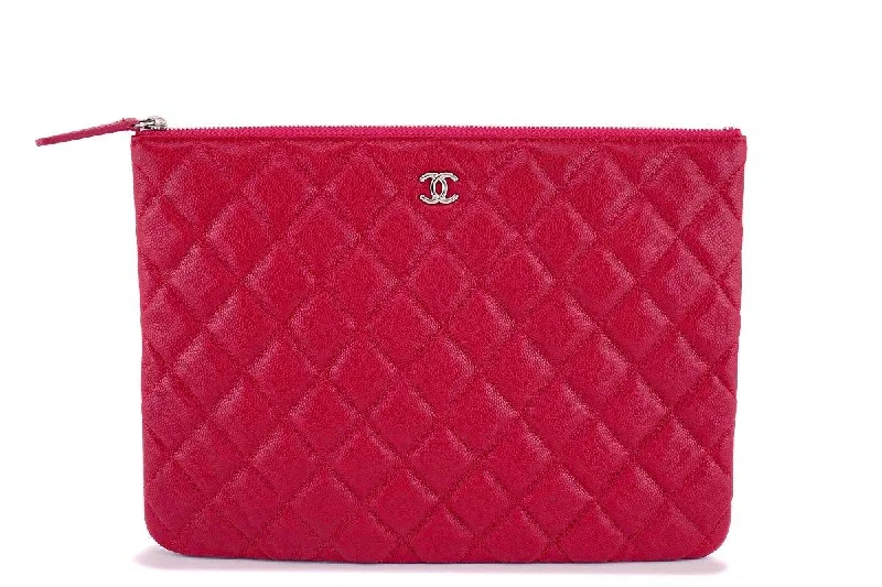 Chanel Handbag with Adjustable Strap for ComfortNIB 18B Chanel "Dark Pink" Caviar Red O Case Clutch Pouch Bag SHW