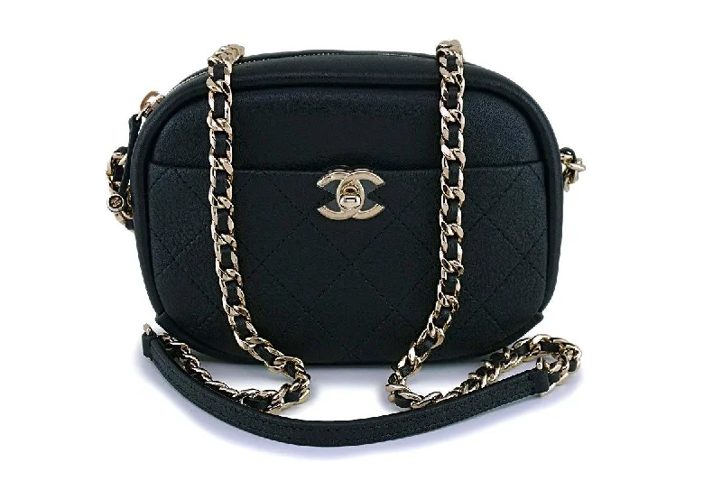 Chanel All - Match Handbag for Versatile StylingNIB 19C Chanel Black Calfskin Mini Camera Crossbody Bag GHW