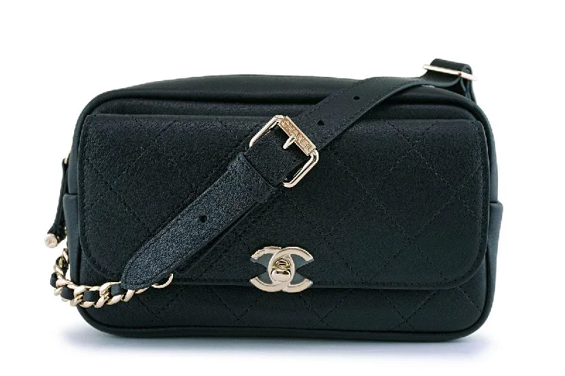 Chanel Small Crossbody Bag for TravelNIB 19C Chanel Black Flap-Camera Waist Belt Bag Fanny Pack GHW 63219