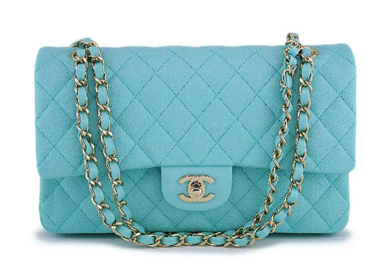 Chanel Chain Strap Handbag for Everyday UseNIB 19C Chanel Lt Turquoise Blue Caviar Medium Classic Double Flap Bag GHW