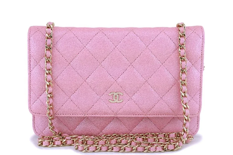 Chanel Limited Edition Handbag for CollectorsNIB 19S Chanel Pearly Iridescent Pink Caviar Classic Wallet on Chain WOC Bag GHW