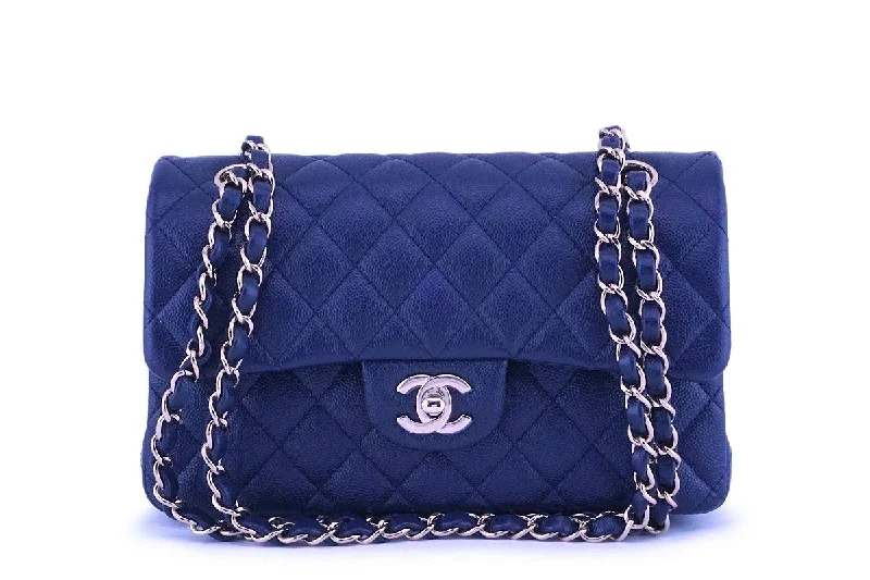 Chanel Vintage Inspired Handbag for Retro LoversNIB 20C Chanel Navy Blue Caviar Small Classic Double Flap Bag GHW