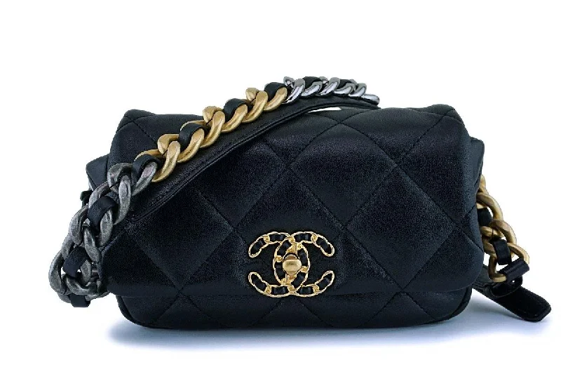 Chanel All - Match Handbag for Versatile StylingNIB Chanel 20C Black Lambskin Chanel 19 Fanny Pack Belt Bag Limited