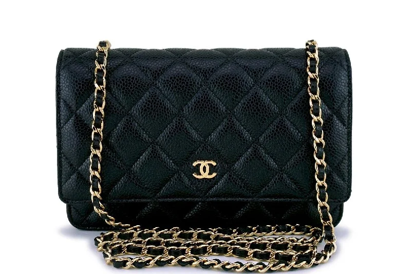 Chanel Black Handbag for Business MeetingsNIB Chanel Black Caviar Classic Wallet on Chain WOC Flap Bag