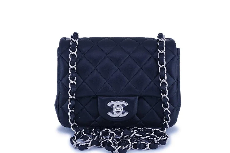 Chanel Handbag with Adjustable Strap for ComfortNIB Chanel Black Lambskin Square Mini Classic Flap Bag SHW