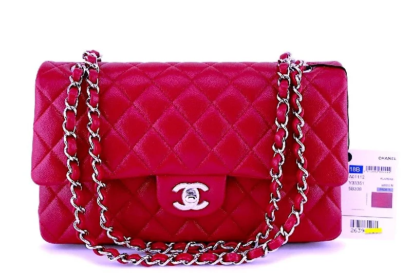 Chanel Lightweight Handbag for Daily ErrandsNWT 18B Chanel Red-Pink Caviar Medium Classic Double Flap Bag SHW