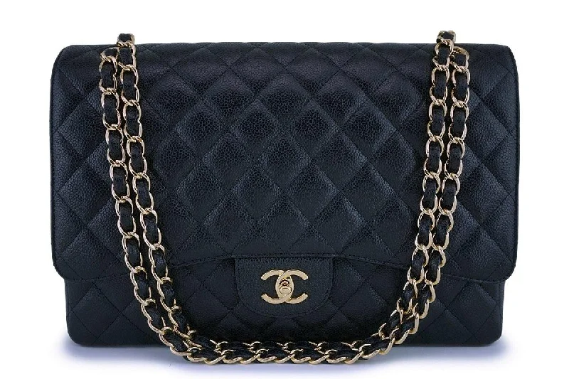 Chanel Vintage Inspired Handbag for Retro LoversPristine Chanel Black Caviar Maxi "Jumbo XL" Classic Flap Bag GHW