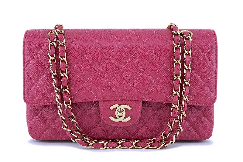 Chanel Handbag with Adjustable Strap for ComfortRARE 03C Chanel Vintage Caviar Rose Fonce Pink Medium Classic Double Flap Bag 24k GHW