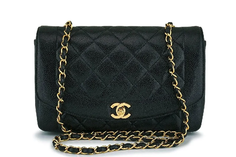 Chanel Chain Strap Handbag for Everyday UseRare Chanel Black Caviar Diana Medium Classic Shoulder Flap Bag 24k GHW