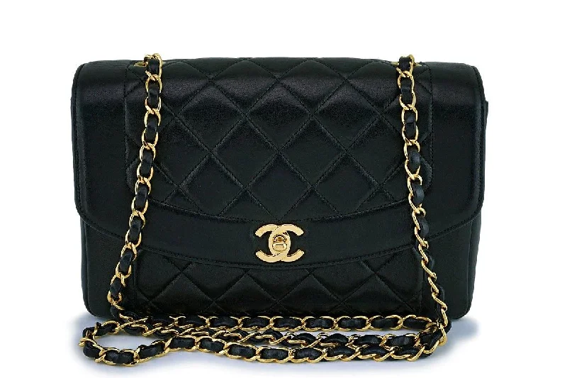 Chanel Limited Edition Handbag for CollectorsRare Chanel Vintage Black Medium Classic "pocket" Diana Flap Bag 24k GHW