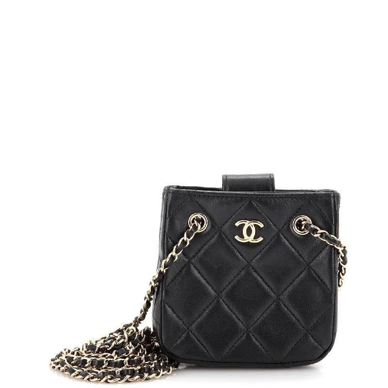 CC Square Clutch with Chain Quilted Lambskin Mini