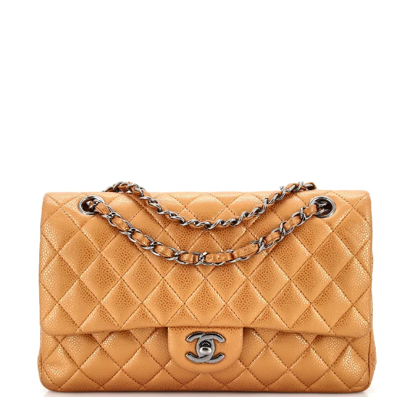 Classic Double Flap Bag Quilted Metallic Caviar Medium