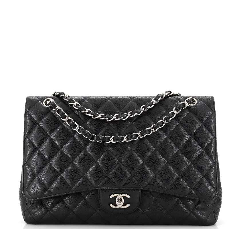 Classic Single Flap Bag Quilted Caviar Maxi