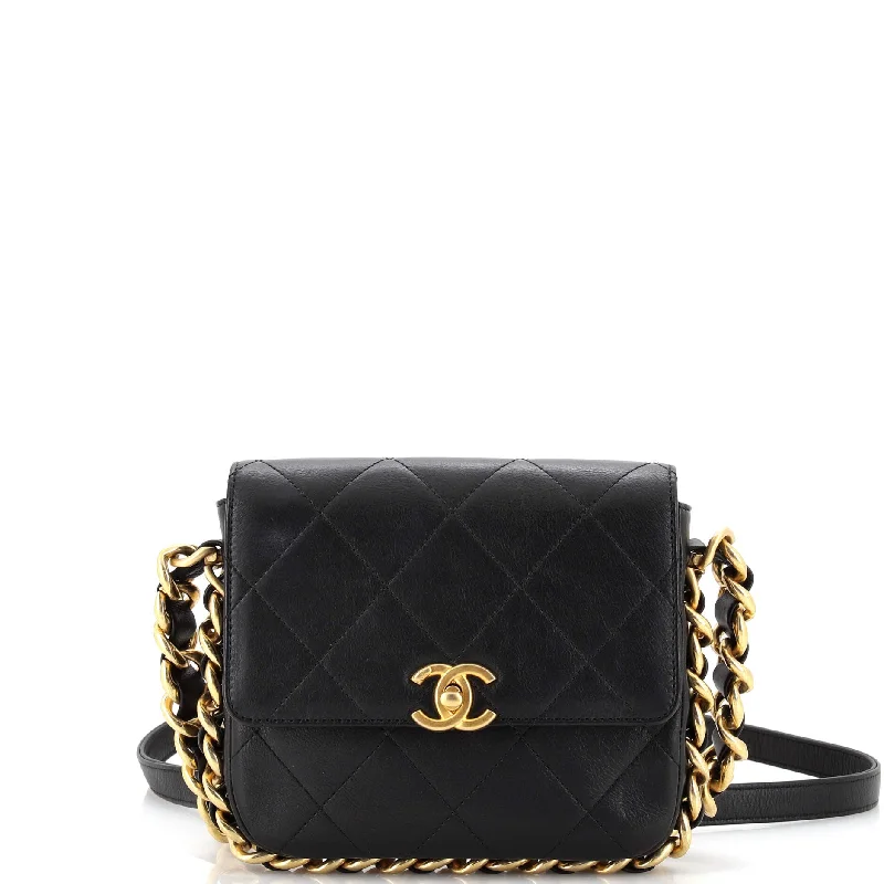 Framing Chain Flap Bag Quilted Calfskin Small