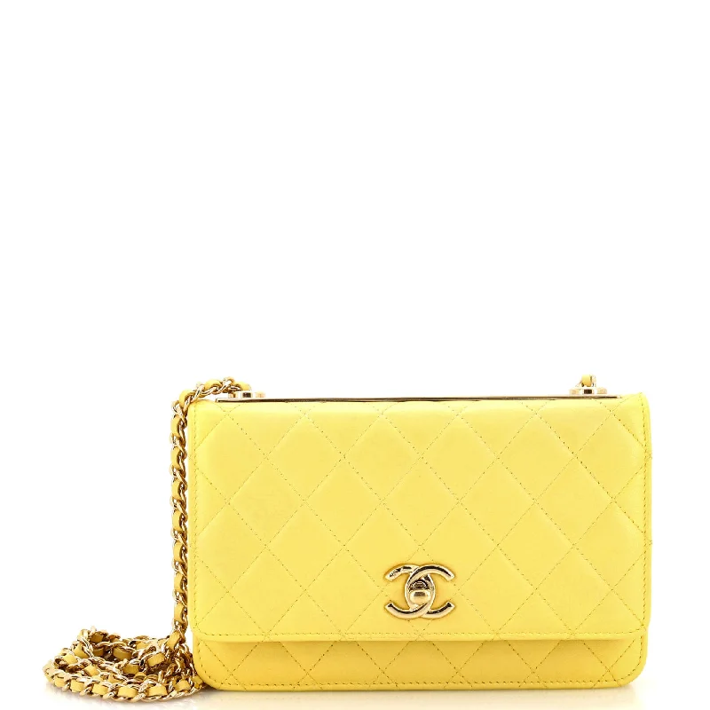 Trendy CC Wallet on Chain Quilted Lambskin