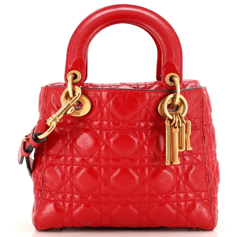 My Lady Dior Bag Cannage Quilted Crinkled Patent