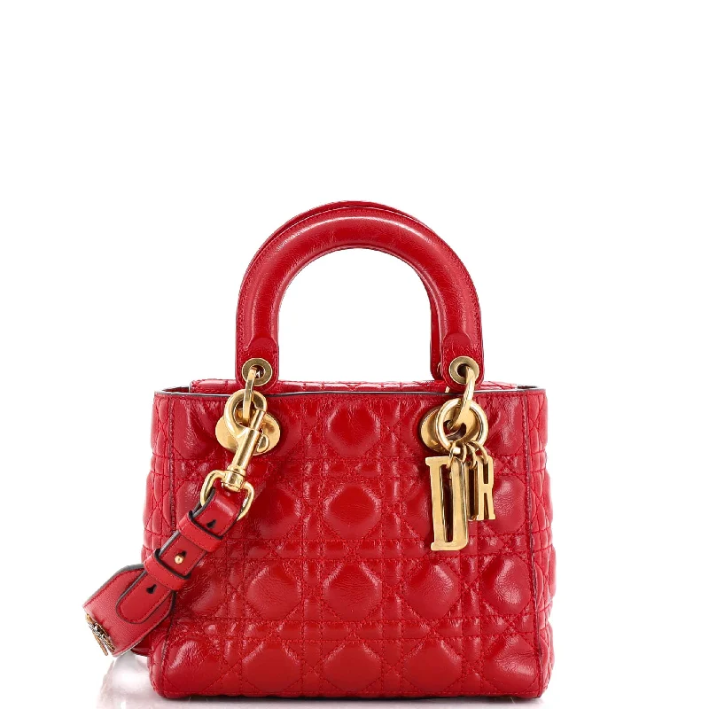 My Lady Dior Bag Cannage Quilted Crinkled Patent