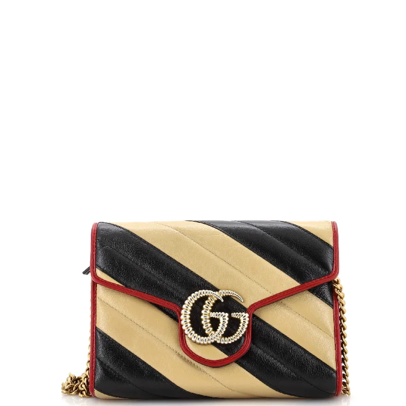 GG Marmont Chain Wallet Diagonal Quilted Leather Mini