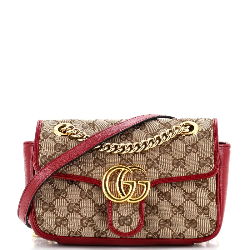 GG Marmont Flap Bag Diagonal Quilted GG Canvas Mini