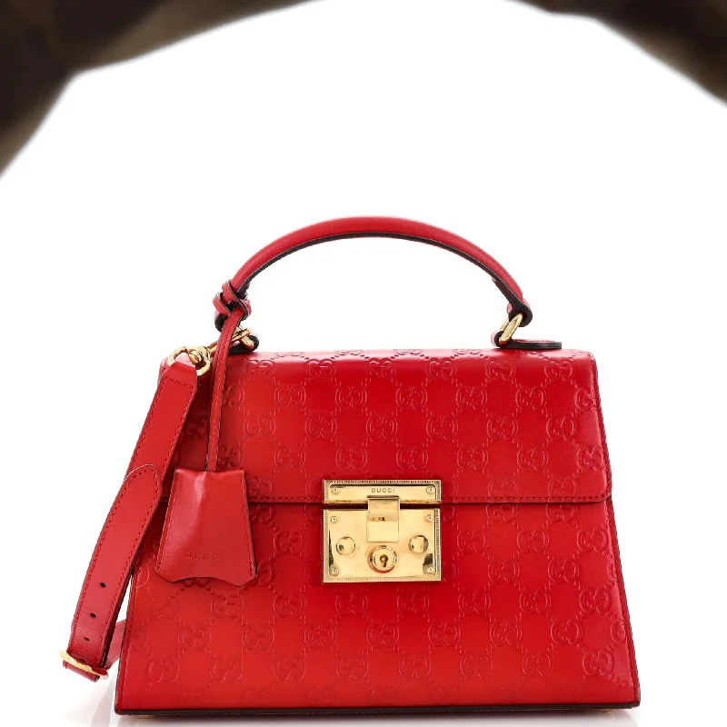 Padlock Top Handle Bag Guccissima Leather Small