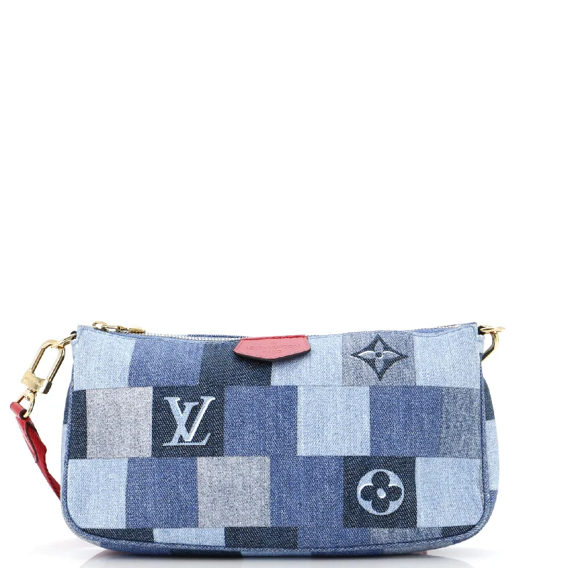 Multi Pochette Accessoires Damier and Monogram Patchwork Denim