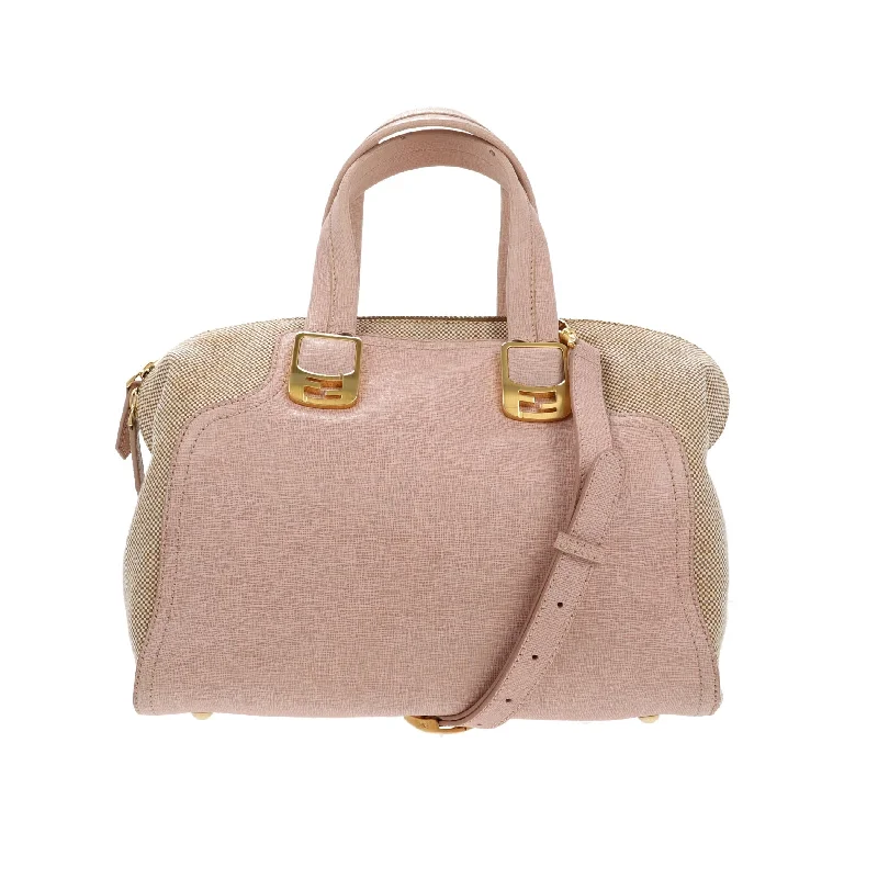 Fendi handbags with a metal - framed clasp for durability and a stylish lookFENDI Chameleon Handbag in Pink Leather